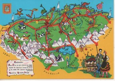 Postal E06087: Mapa turistico Catabria