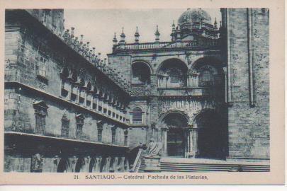Postal E05897: Postal B/N Catedral: Fachada de las Platerias.Santiago