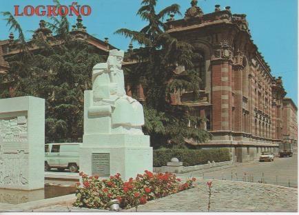 Postal E05979: Monumento a Alfonso VI y Escuela Industrial de Artes y Oficios. Logroño