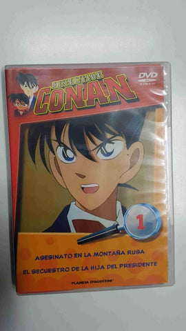 DVD: Detective Conan num 1 - Asesinato en la montaña rusa - El secuestro de la hija del presidente. Incluye un poster en el interior (tiene varios desperfectos)