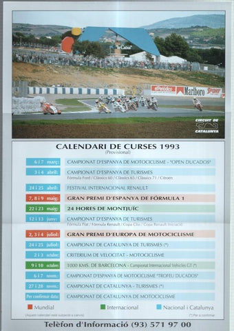 Circuit de Catalunya: Calendari provisional de curses 1993