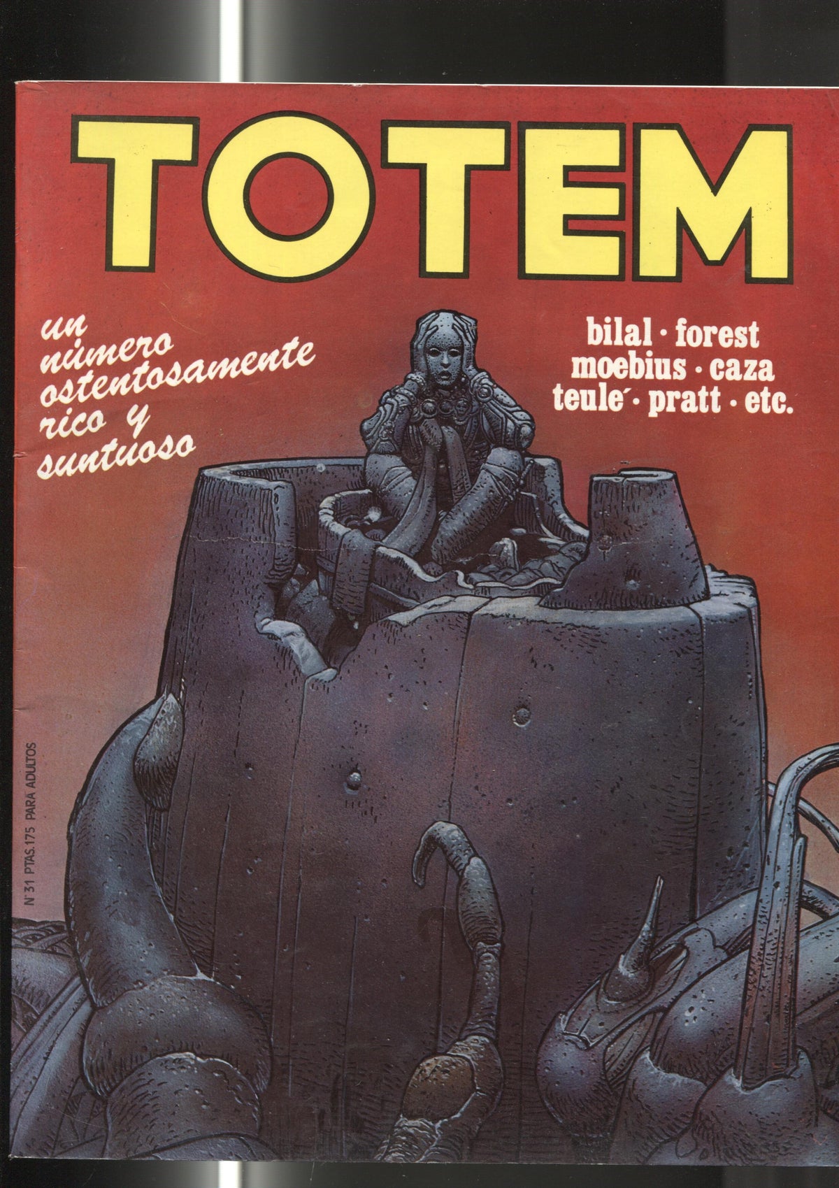 Totem revista numero 31: articulo sobre A Suivre-Episodio de el garaje hermetico de Moebius