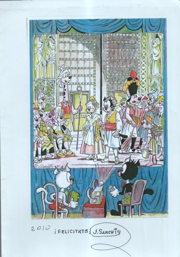 Tarjeton felicitacion navideña de Sanchis el creador de Pumby