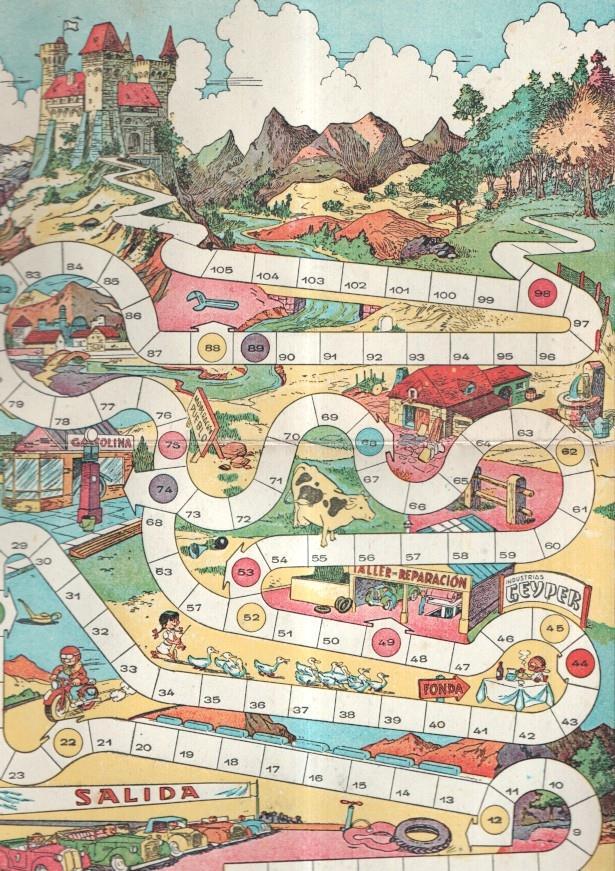 Juegos Geyper: tablero juego de la carrera, dibujos de Karpa (autor de Jaimito)
