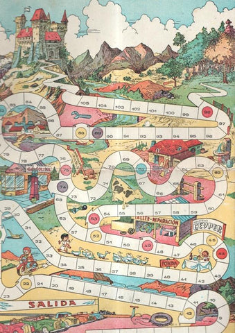Juegos Geyper: tablero juego de la carrera, dibujos de Karpa (autor de Jaimito)