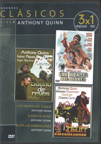 DVD: Grandes clásicos Ciclo Anthony Quinn: Los dientes del diablo, sueño de reyes, Bluff los embrollones