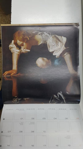 Calendario / Kalender / Calendrier / Calendar: 2011 : Italian art (arte italiano) - lamina 03, Caravaggio - Narcissus