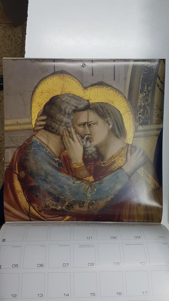 Calendario / Kalender / Calendrier / Calendar: 2011 : Italian art (arte italiano) - lamina 12, Giotto di Bondone - Meeting at the Golden Gate