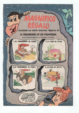 Hoja publicitaria con imagenes varias de Los Picapiedras