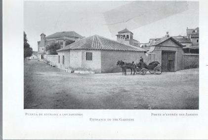 Lamina de la casa del Greco: Puerta de entrada a los jardines y Jardines bajos