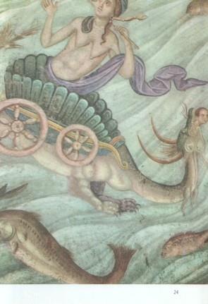 Lamina frescos yugoeslavos medievales numerada 05: Detalle de El juicio final, alegoria del mar