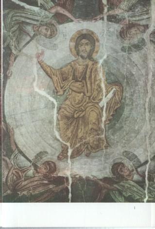 Lamina frescos yugoeslavos medievales numerada 14: Cristo rodeado de cuatro angeles