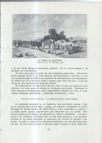 La Agricultura Inglesa: Lamina numerada  02: En tiempo de sementera, acuarela de Herring, 1856