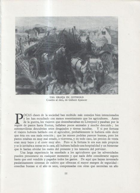 La Agricultura Inglesa: Lamina numerada 06: Una granja en Cotswold, cuadro de Gilbert Spencer