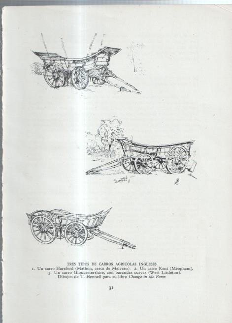 La Agricultura Inglesa: Lamina numerada 09: Tres tipos de carros agricolas ingleses 
