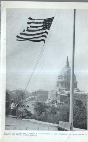 Los Estados Unidos: Lamina numerada 37: Estatua de la Libertad y La bandera  
