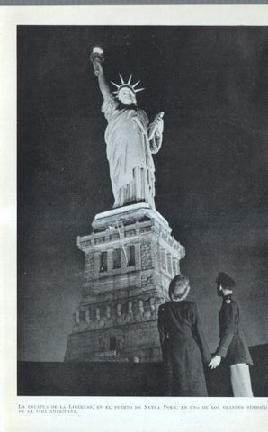 Los Estados Unidos: Lamina numerada 37: Estatua de la Libertad y La bandera  