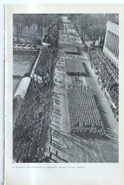 Los Estados Unidos: Lamina numerada 48: Portaaviones Boxer y Desfile militar 