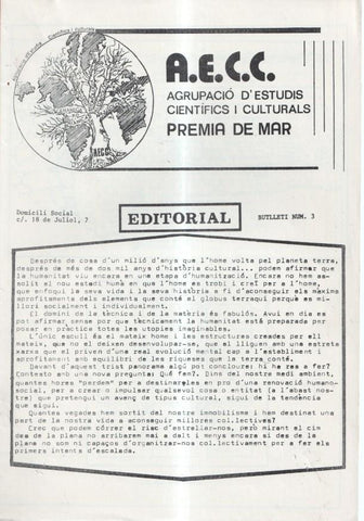 A.E.C.C. agrupacion d'estudis cientifics i culturals de premia de mar numero 3 (18.7.1977)