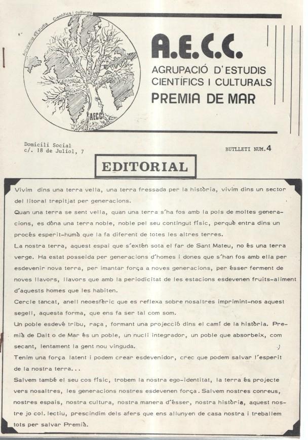 A.E.C.C. agrupacion d'estudis cientifics i culturals de premia de mar numero 5 (18.7.1977)