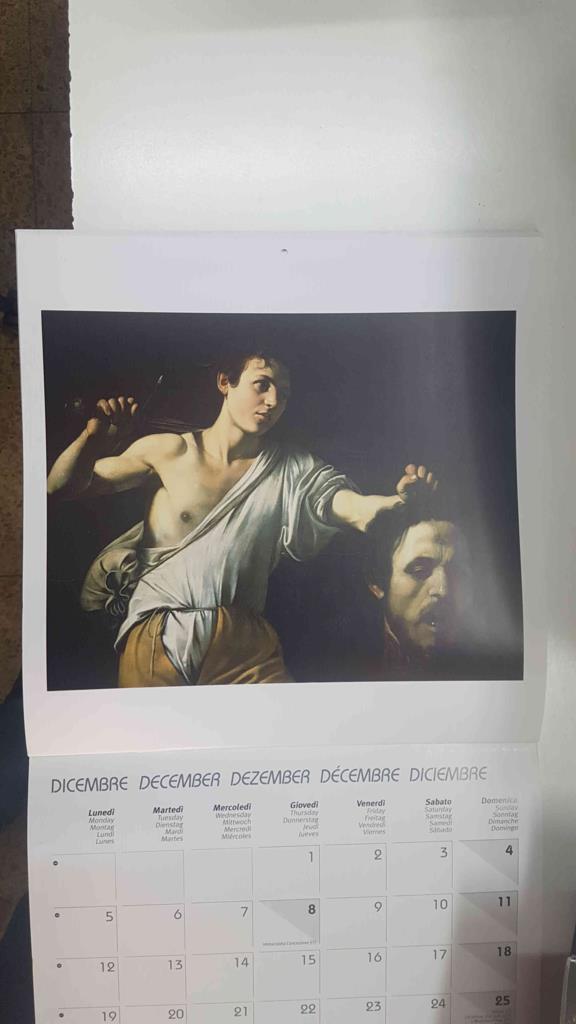 Calendario / Kalender / Calendrier / Calendar: 2011 : Caravaggio - lamina 12, David con la cabeza de Goliat