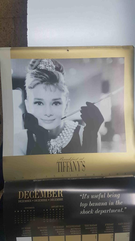 Calendario / Kalender / Calendrier / Calendar: 2011 : Breakfast at Tiffany's (Audrey Hepburn). 50 th anniversary - Lamina 12