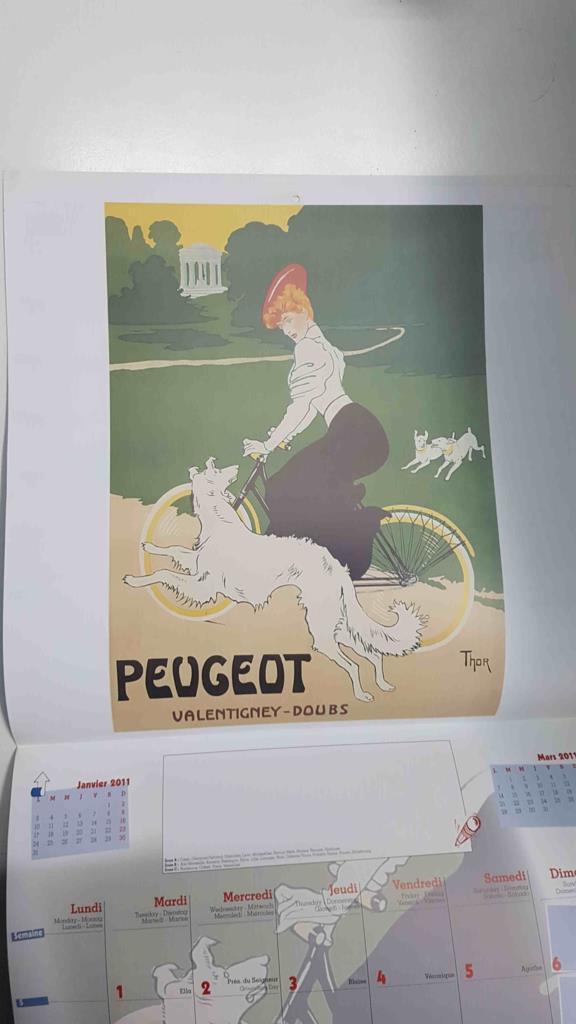 Calendario / Kalender / Calendrier / Calendar: 2011 : Bicyclette Royal Fabric (bicicletas) - lamina 02, Peugeot Valentigney-Doubs