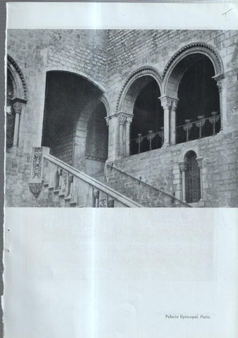 Barrio Gotico lamina 05: Patio del palacio episcopal y Libro dels Feus en el archivo real