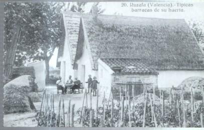 Postal: Album de RUZAFA año 1921: Barracas de su huerta