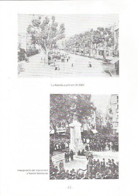 LAMINA 27083: La Rambla a principios del siglo XX e inauguracion al monumento a Narcis Monturiol