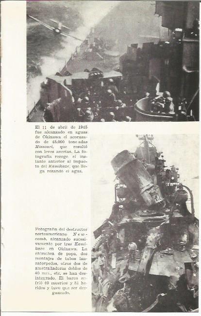 LAMINA 27067: El acorazado Missouri en Okinawa en 1945 y fotografia del destructor New-comb