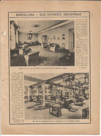 LAMINA 27140: Salon de actos y sala de maquinas de La Hispano Suiza, Barcelona