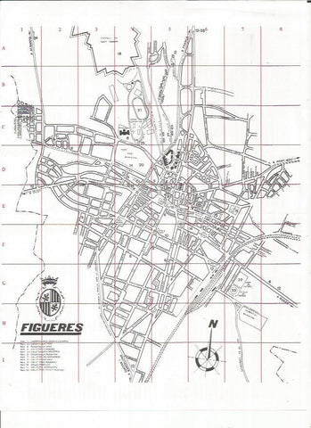 LAMINA 27122: Plano de Figueres con relacion de calles en trasera