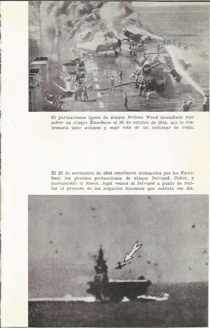 LAMINA 27063: Portaaviones Belleau Wood incendiado y Ataque del 25 de noviembre de 1944