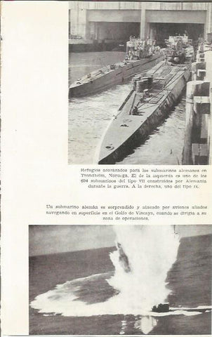 LAMINA 27056: Refugios acorazados alemanes en Trondheim, Noruega y submarino aleman atacado en el Golfo de Vizcaya