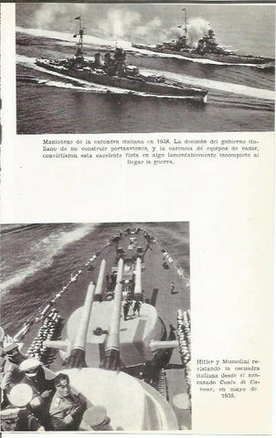 LAMINA 27058: Maniobras italianas en 1938 y Hitler y Mussolini en el Conte di Cavour