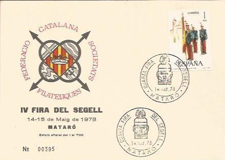 TARJETA FILATELICA 0087: IV Fira del Segell. Mataro. Numero de serie: 00395
