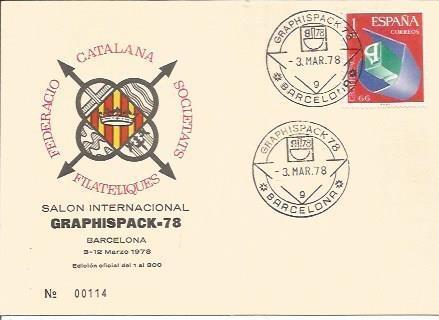 TARJETA FILATELICA 0082: GRAPHISPACK-78. Barcelona. Numero de serie: 00114