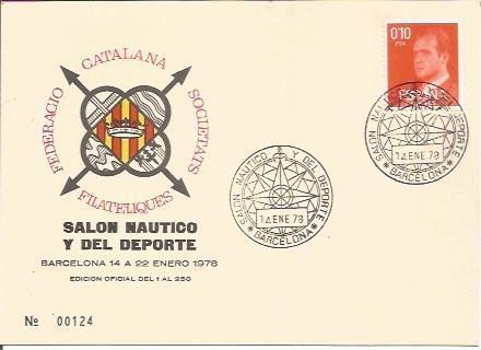 TARJETA FILATELICA 0075: Salon Nautico y del Deporte. Barcelona. Numero de serie: 00124