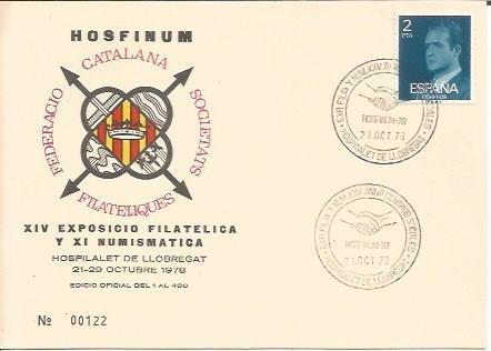 TARJETA FILATELICA 0071: XIV Exposicion Filatelica y XI Numismatica. Hospitalet de Llobregat. Numero de serie: 00122
