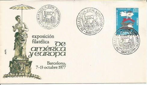 TARJETA FILATELICA 0125: Sobre Exposicion Filatelica Internacional de America y Europa. 7-13 octubre 1977