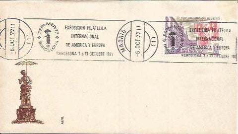 TARJETA FILATELICA 0123: Sobre franqueado Exposicion Filatelica Internacional de America y Europa. 7-13 octubre