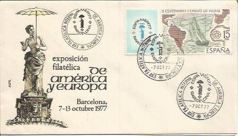 TARJETA FILATELICA 0122:  Sobre franqueado Exposicion Filatelica de America y Europa