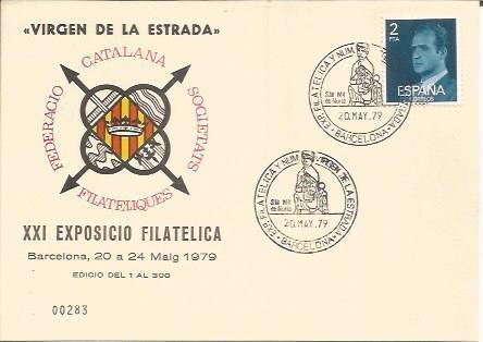 TARJETA FILATELICA 0113: XXI Exposicion filatelica. Barcelona. Numero de serie: 00283