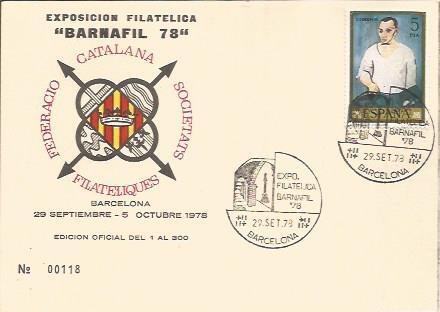 TARJETA FILATELICA 0062: BARNAFIL 78. Numero de serie: 00118