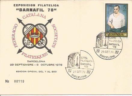 TARJETA FILATELICA 0061: BARNAFIL 78. Numero de serie: 00119