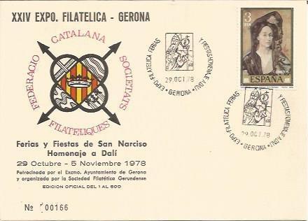 TARJETA FILATELICA 0051: Ferias y Fiestas de San Narciso. Homenaje a Dali. Numero de serie: 00166
