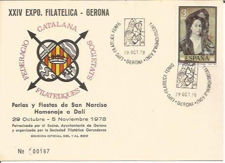TARJETA FILATELICA 0050: Ferias y Fiestas de San Narciso. Homenaje a Dali. Numero de serie: 00167