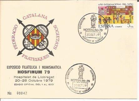 TARJETA FILATELICA 0043: HISFINUM'79. Hospitalet de Llobregat. Numero de serie: 00042
