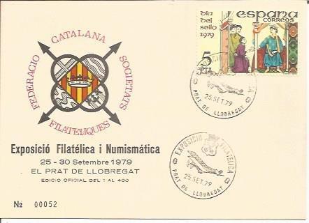 TARJETA FILATELICA 0037: Exposicio Filatelica i Numismatica. El Prat de Llobregat. Numero de serie: 00052